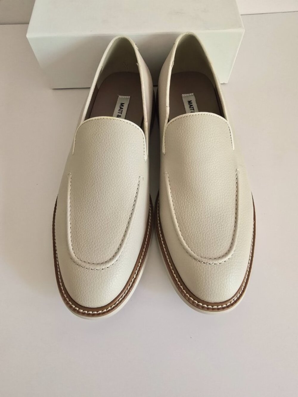 Matt And Nat Alman Faux Leather Slip On Loafers 8 41 Light Tan Beige Mens Shoes - Picture 7 of 10
